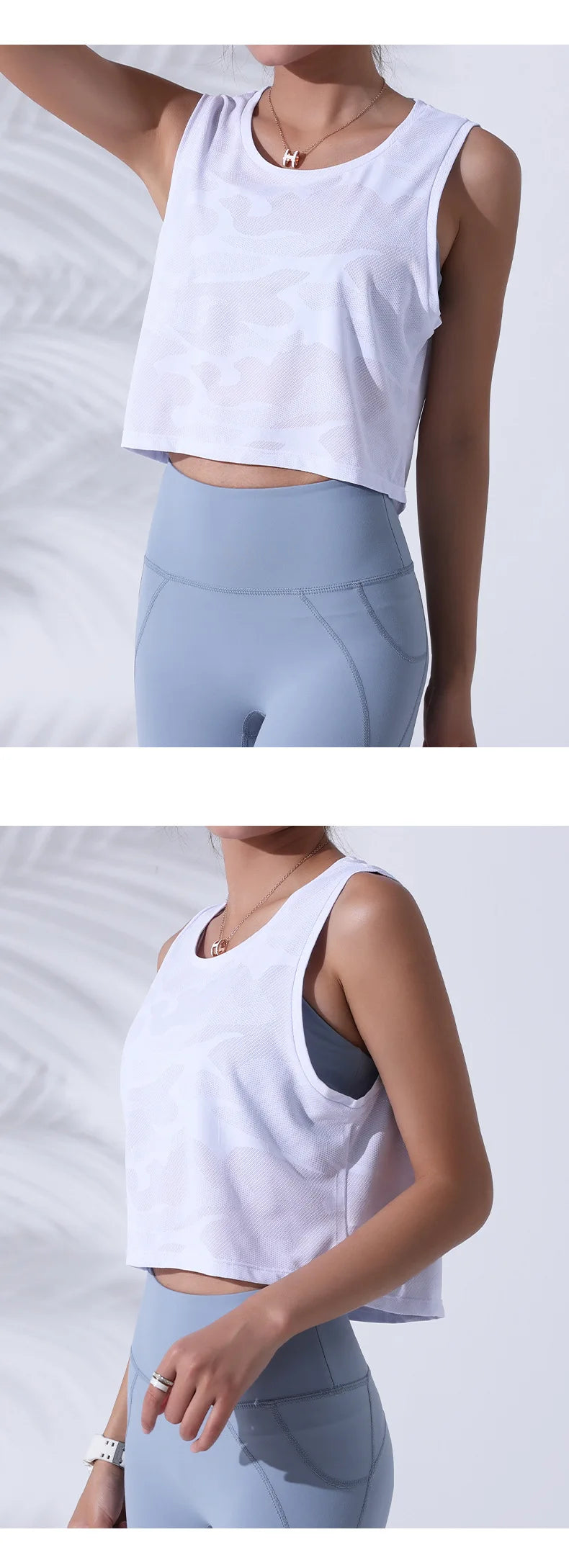 Women’s Camouflage Mesh Fitness Crop Top – Sleeveless Gym Vest