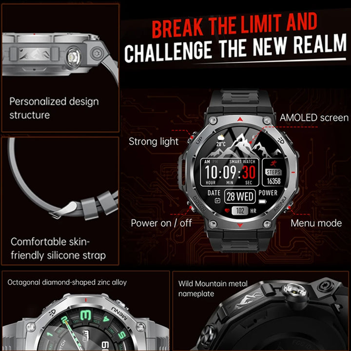T-Rex 3 GPS Smartwatch – 5ATM Waterproof Military Sport