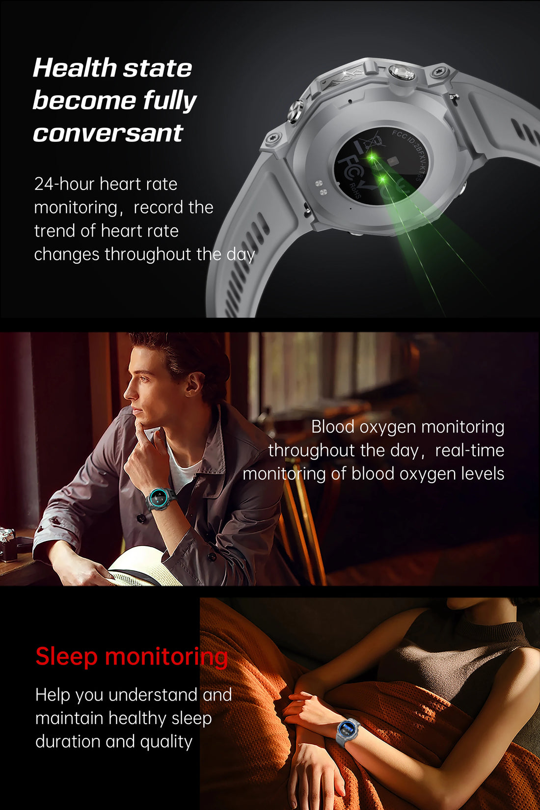 T-Rex 3 GPS Smartwatch – 5ATM Waterproof Military Sport