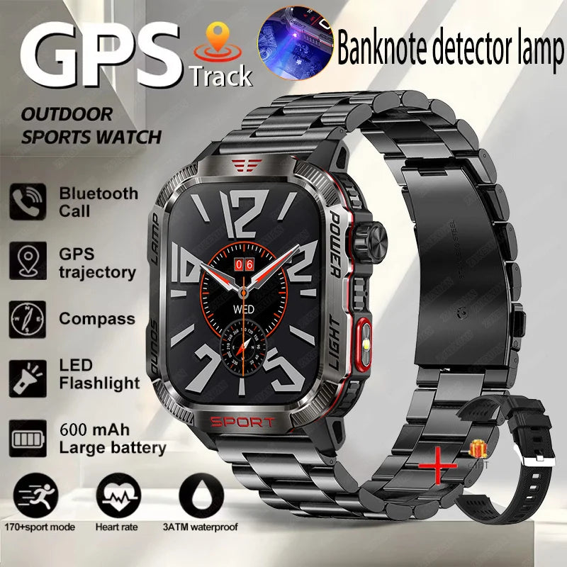 Military Outdoor Smartwatch – Compass & Bluetooth Call