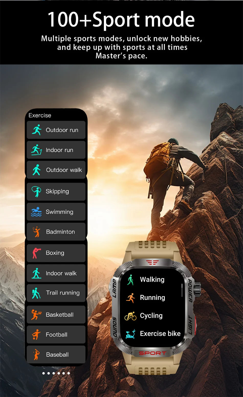 Military Outdoor Smartwatch – Compass & Bluetooth Call
