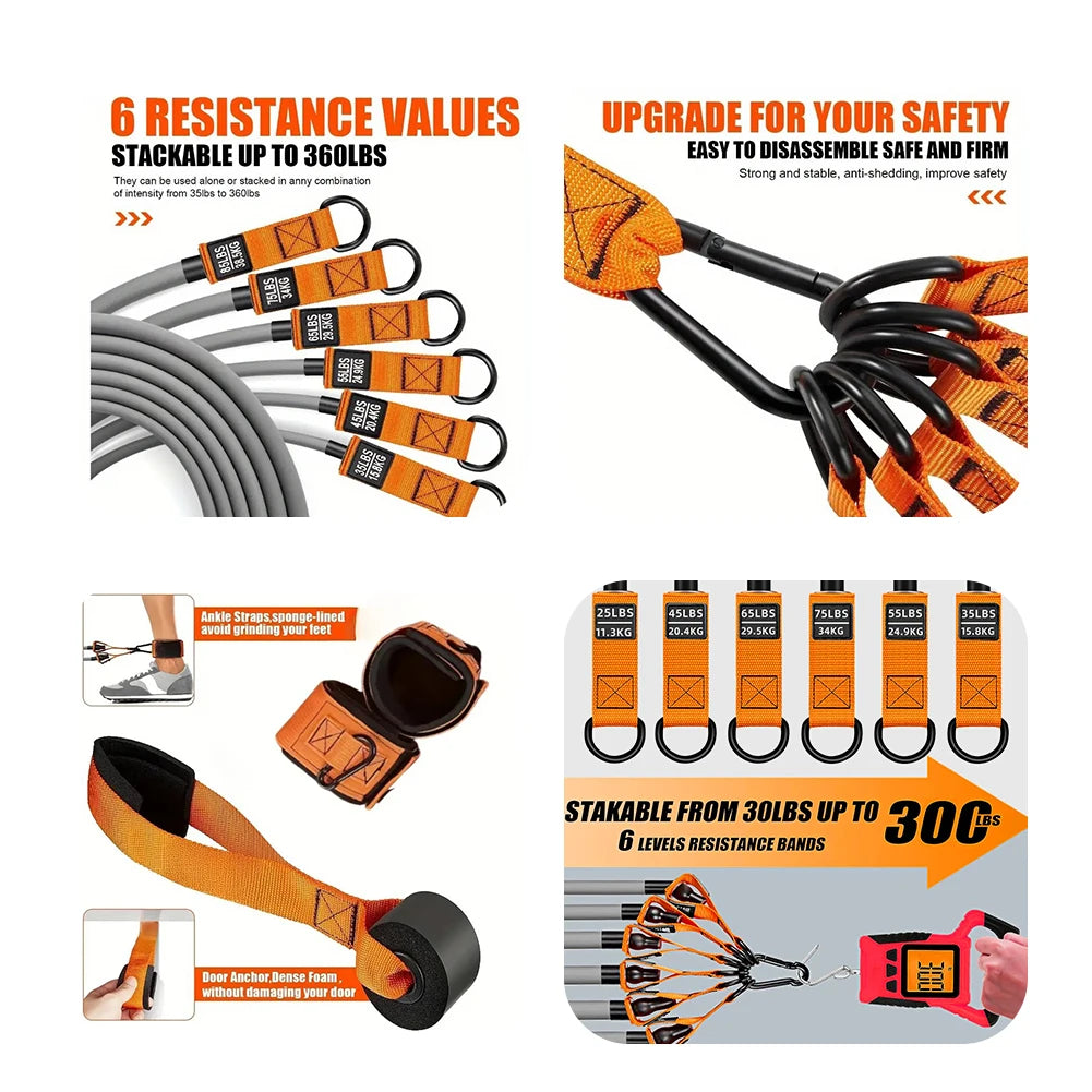 Heavy-Duty Resistance Bands Set with Handles – Multi-Function
