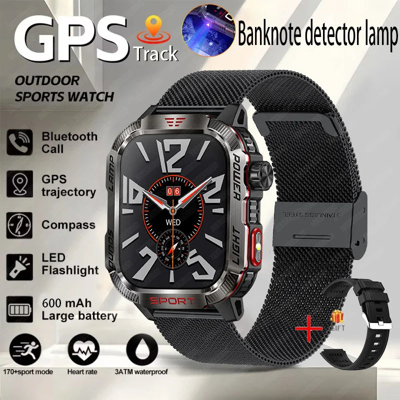 Military Outdoor Smartwatch – Compass & Bluetooth Call
