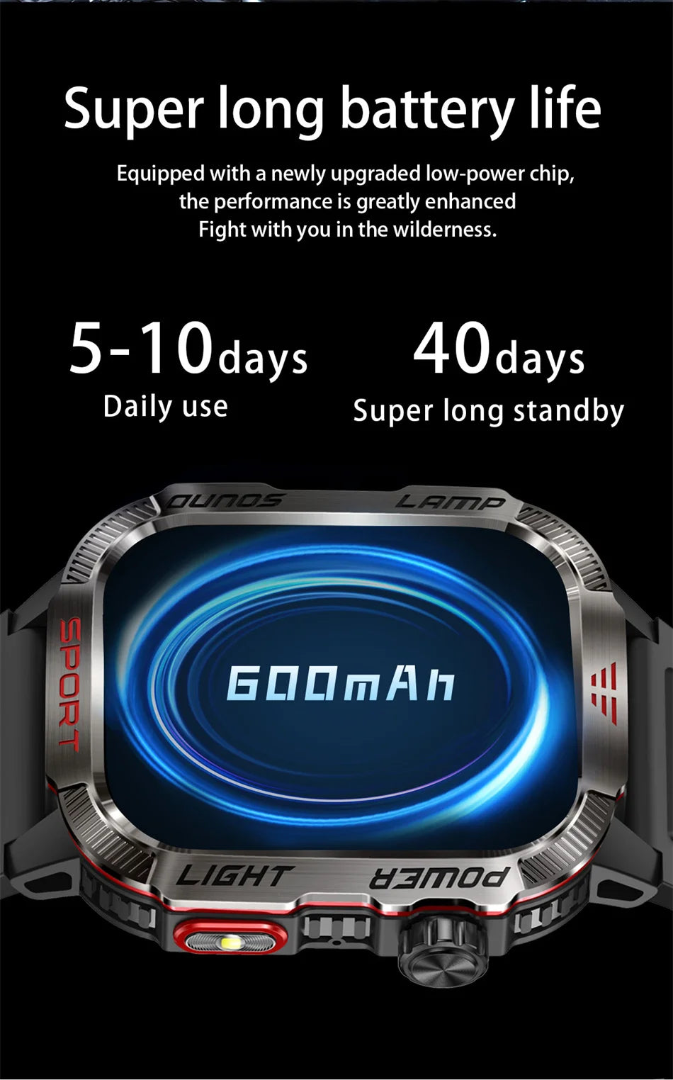 Military Outdoor Smartwatch – Compass & Bluetooth Call