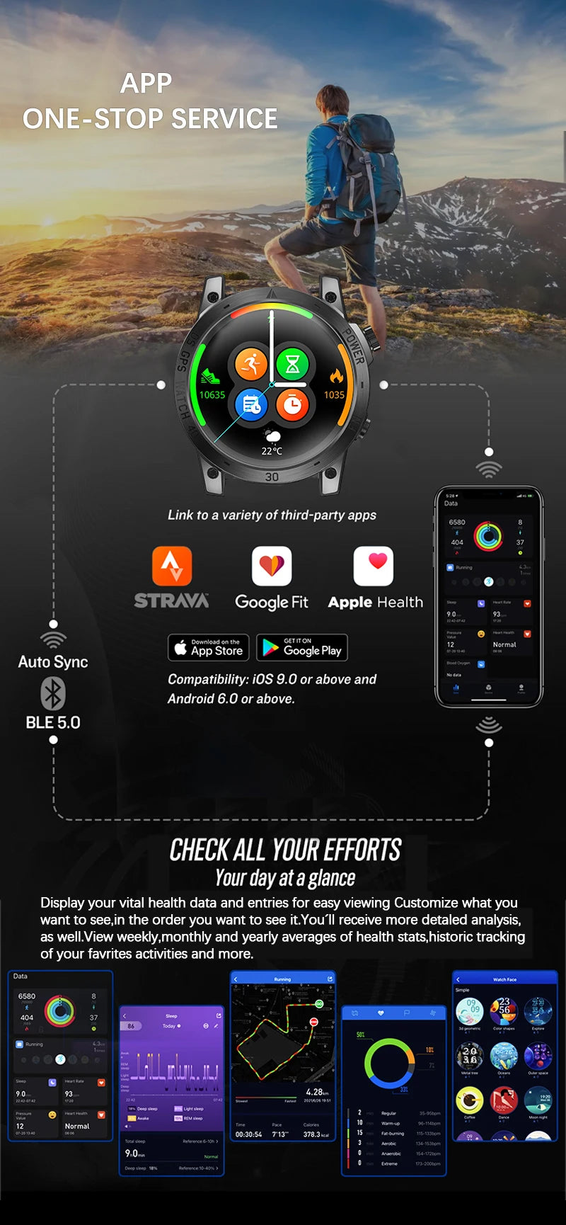 NORTH EDGE 2025 GPS Smartwatch – HD AMOLED Sport
