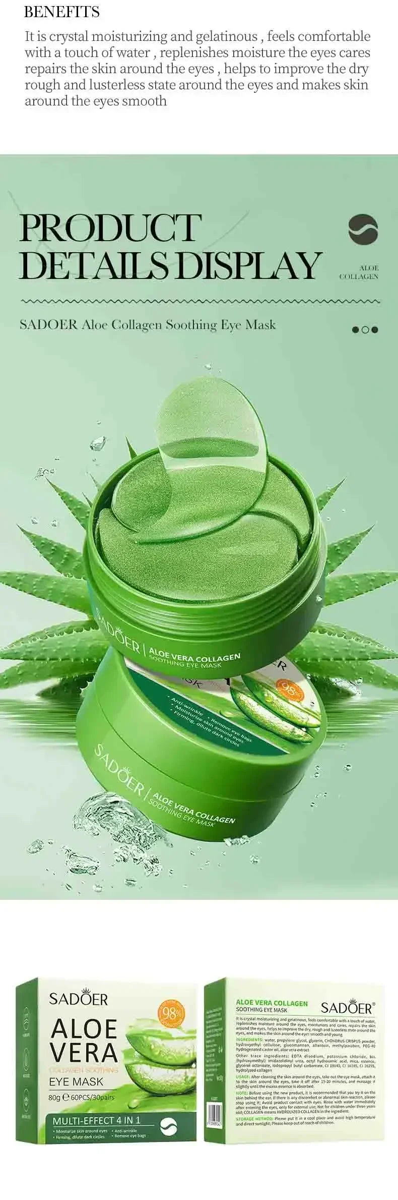 Aloe Vera Collagen Eye Mask – Anti-Dark Circles & Moisturizing