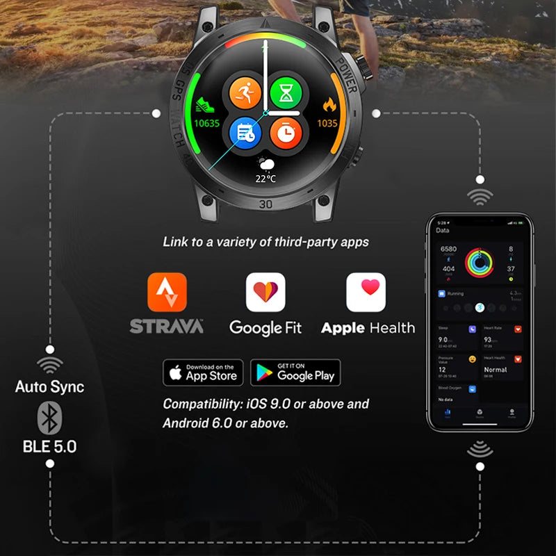 NORTH EDGE 2025 GPS Smartwatch – HD AMOLED Sport