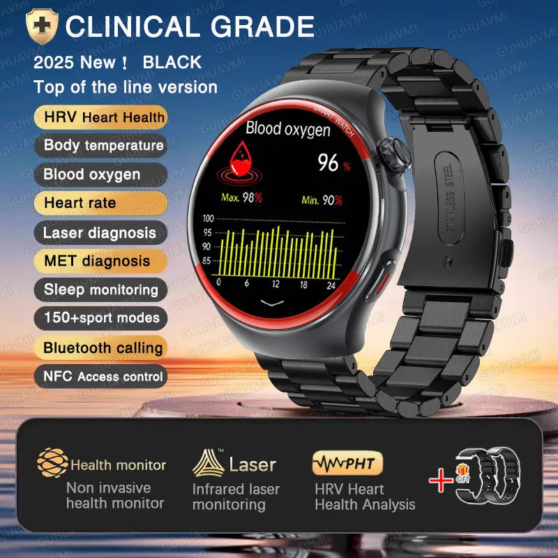2025 Nursing Health Laser Smartwatch – Blood Pressure & Heart Monitor