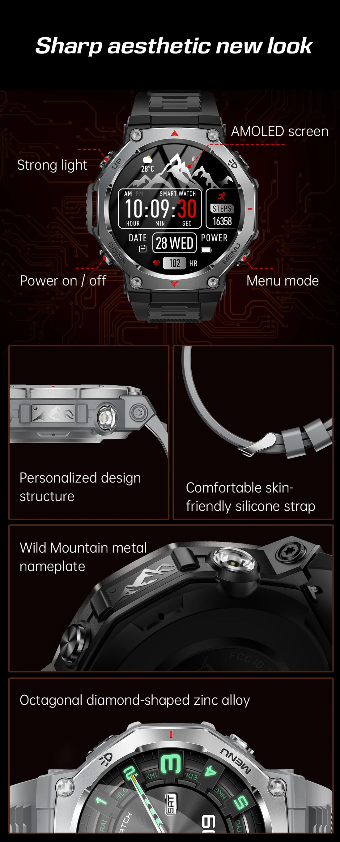 T-Rex 3 GPS Smartwatch – 5ATM Waterproof Military Sport