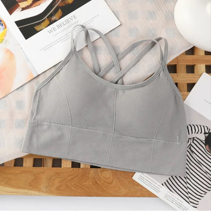 Women’s Cross-Strap Sports Bra – Breathable Yoga Tank Top