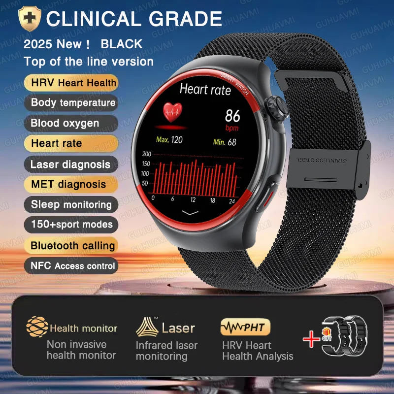 2025 Nursing Health Laser Smartwatch – Blood Pressure & Heart Monitor
