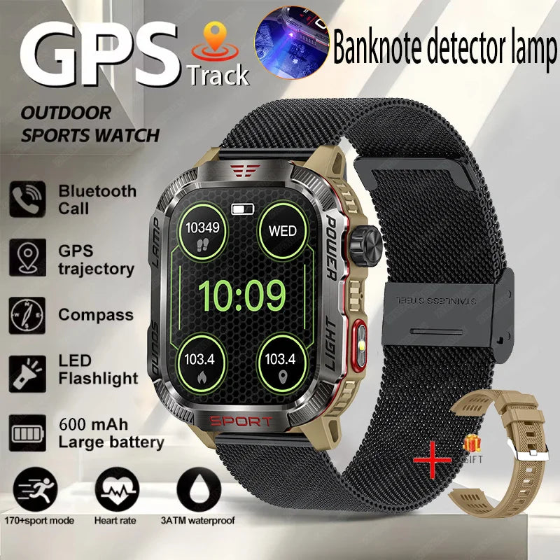 Military Outdoor Smartwatch – Compass & Bluetooth Call