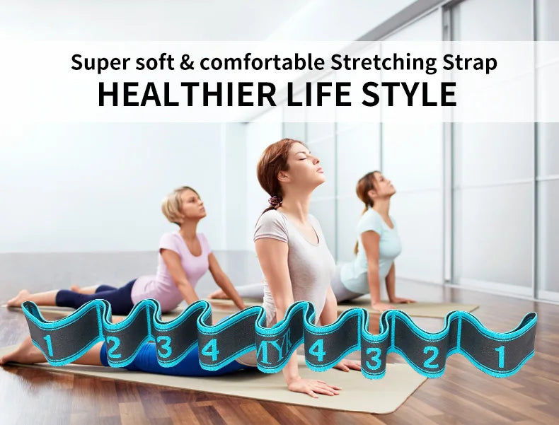 Elastic Yoga Stretching Strap with Loops – Pilates & Dance