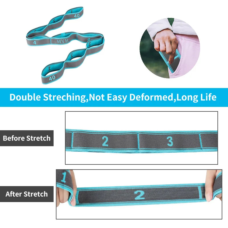Elastic Yoga Stretching Strap with Loops – Pilates & Dance
