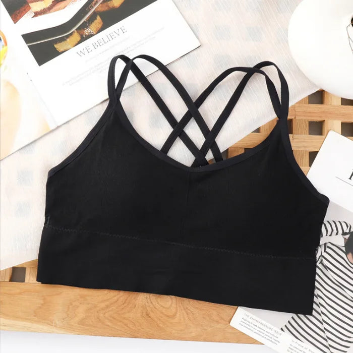 Women’s Cross-Strap Sports Bra – Breathable Yoga Tank Top