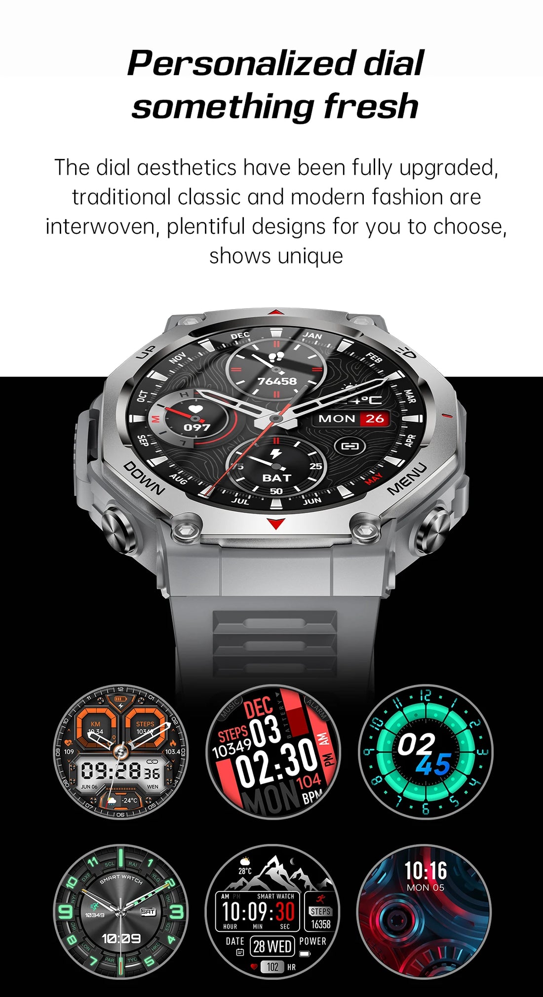 T-Rex 3 GPS Smartwatch – 5ATM Waterproof Military Sport