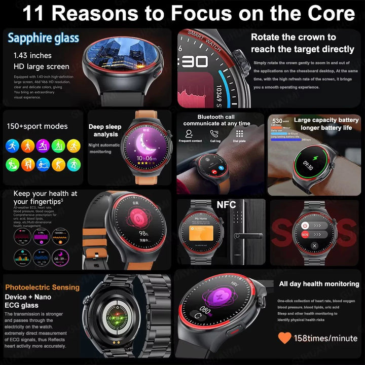 2025 Nursing Health Laser Smartwatch – Blood Pressure & Heart Monitor