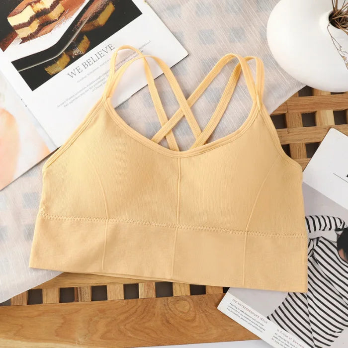 Women’s Cross-Strap Sports Bra – Breathable Yoga Tank Top