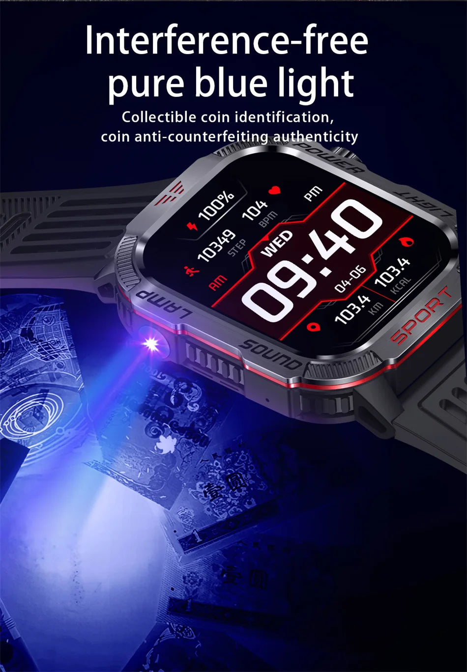 Military Outdoor Smartwatch – Compass & Bluetooth Call