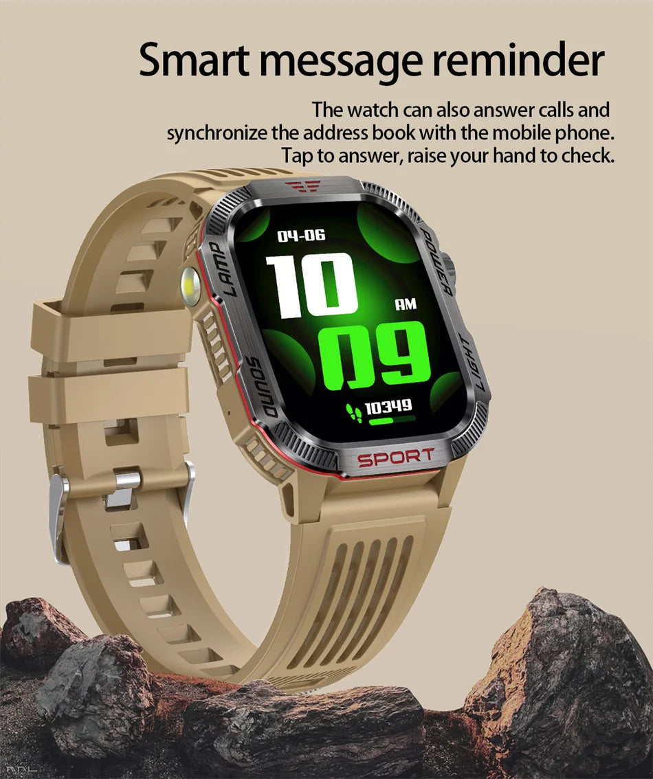 Military Outdoor Smartwatch – Compass & Bluetooth Call