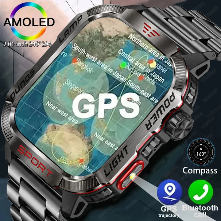 Military Outdoor Smartwatch – Compass & Bluetooth Call