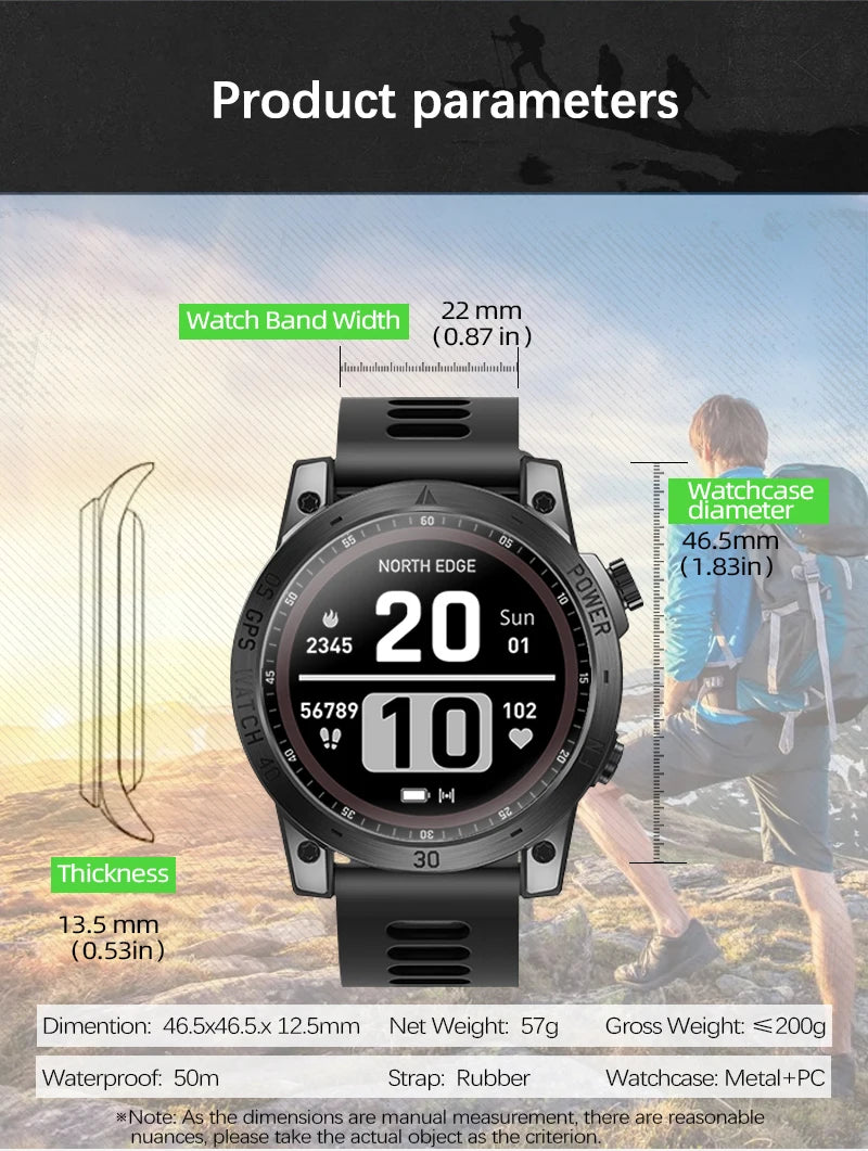 NORTH EDGE 2025 GPS Smartwatch – HD AMOLED Sport