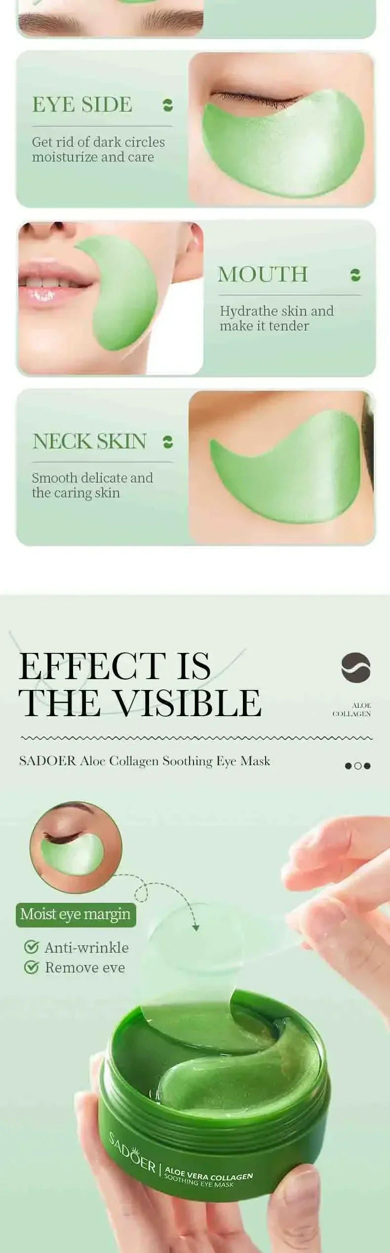 Aloe Vera Collagen Eye Mask – Anti-Dark Circles & Moisturizing