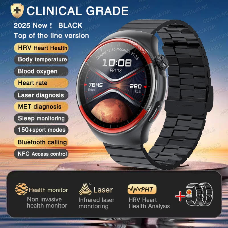 2025 Nursing Health Laser Smartwatch – Blood Pressure & Heart Monitor