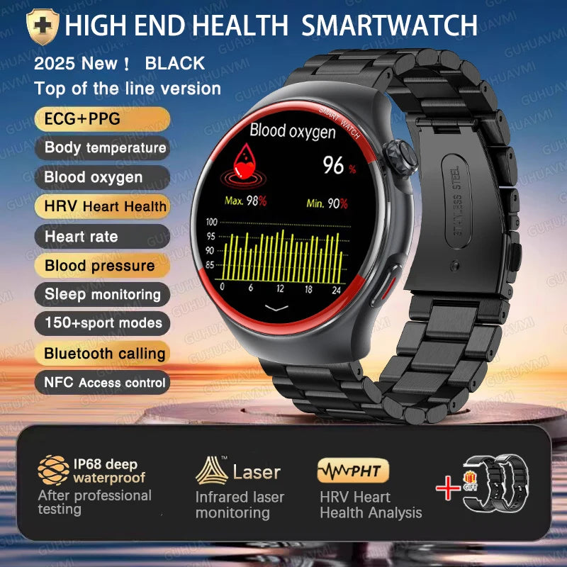 2025 High-End Laser Detection Smartwatch – Men’s Health