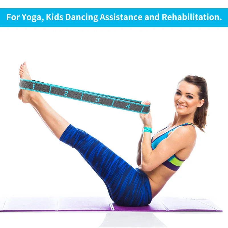 Elastic Yoga Stretching Strap with Loops – Pilates & Dance