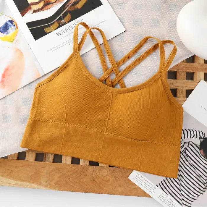 Women’s Cross-Strap Sports Bra – Breathable Yoga Tank Top
