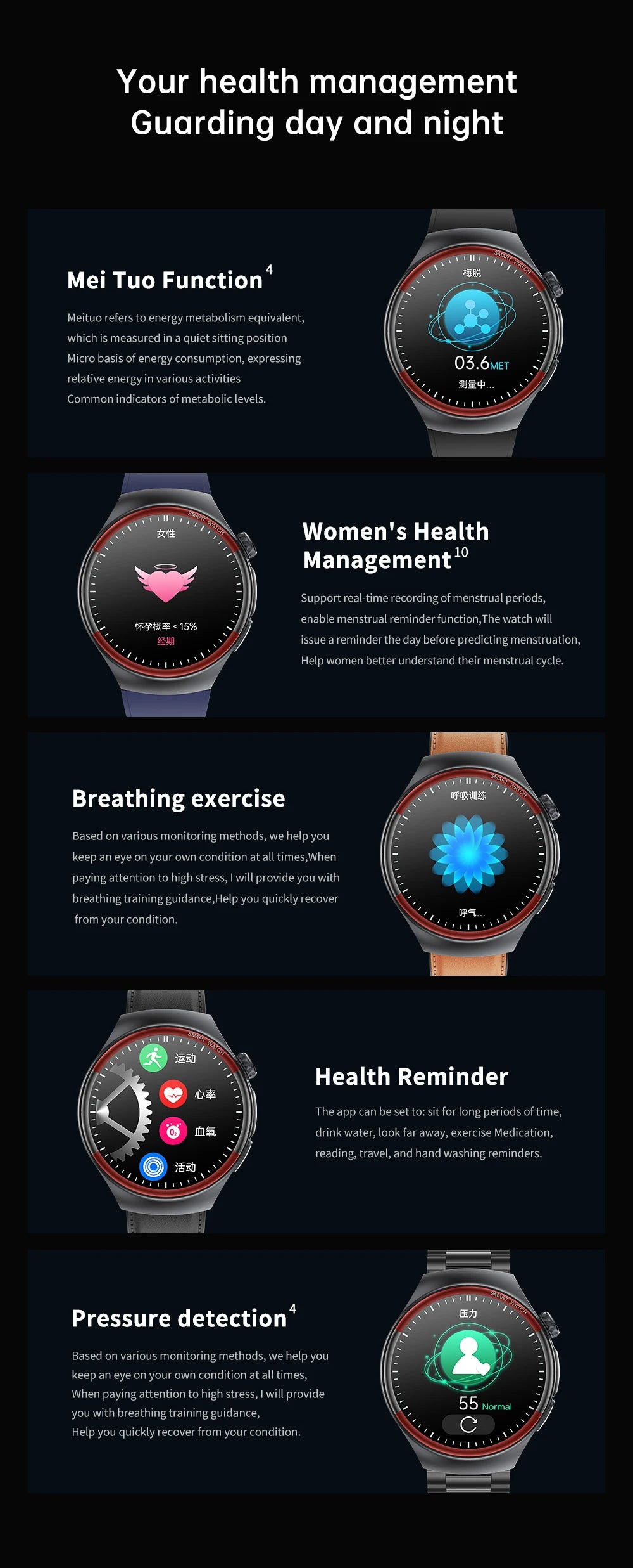 2025 Nursing Health Laser Smartwatch – Blood Pressure & Heart Monitor