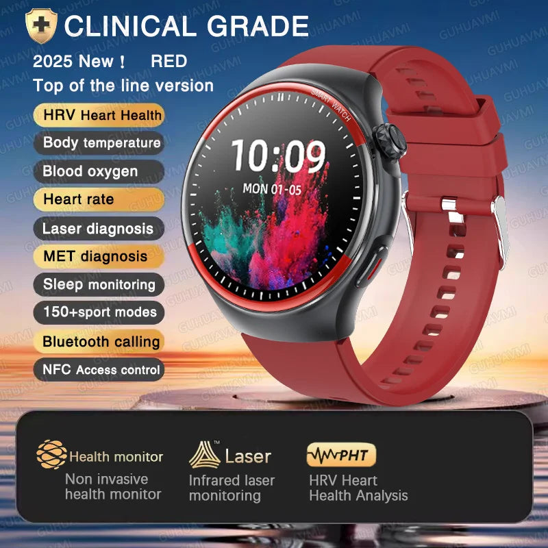 2025 Nursing Health Laser Smartwatch – Blood Pressure & Heart Monitor