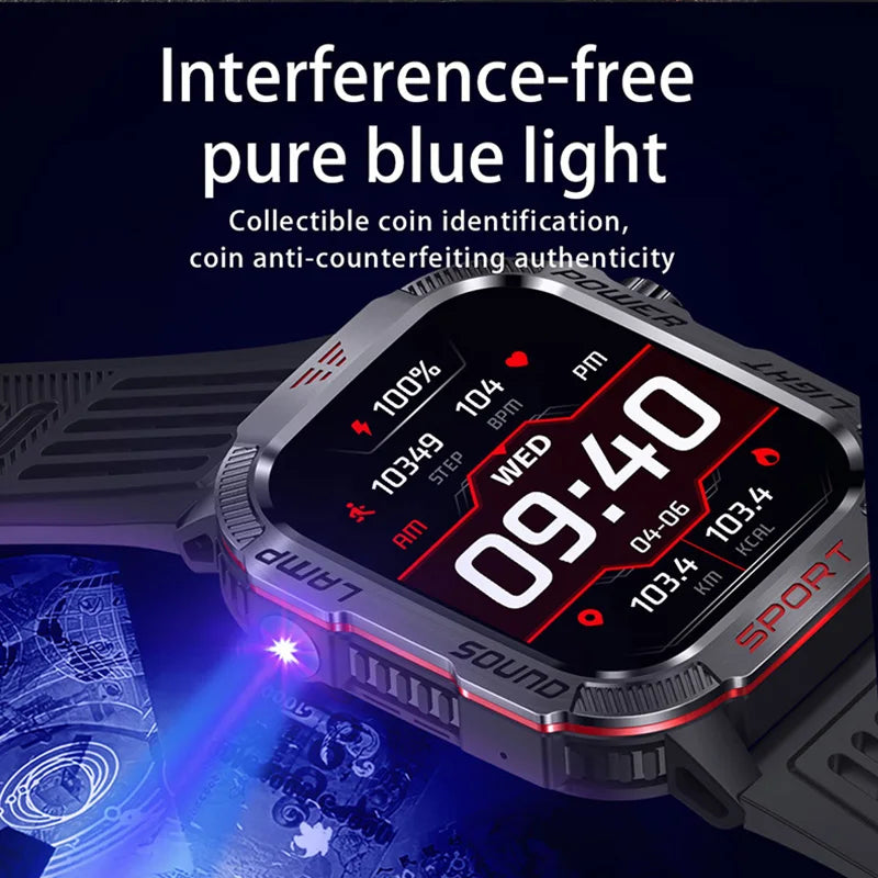 Military Outdoor Smartwatch – Compass & Bluetooth Call