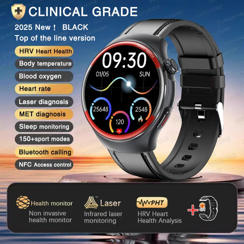 2025 Nursing Health Laser Smartwatch – Blood Pressure & Heart Monitor
