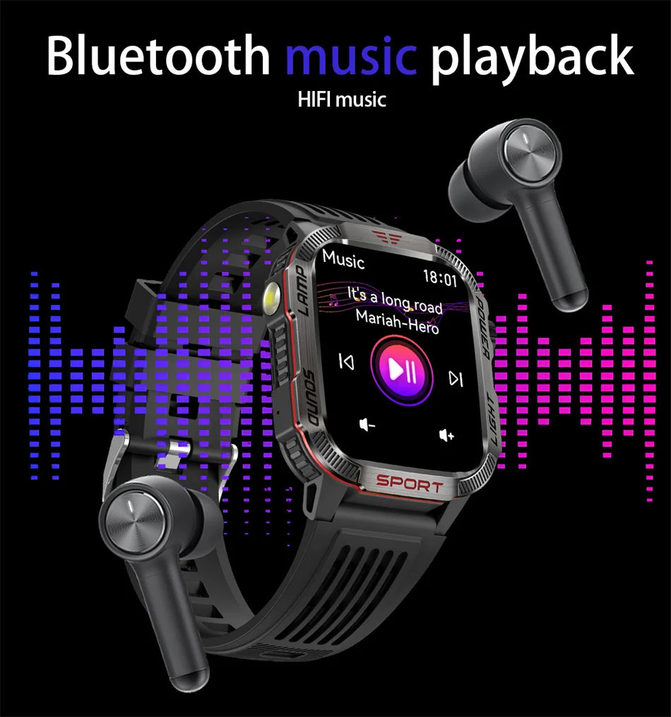 Military Outdoor Smartwatch – Compass & Bluetooth Call