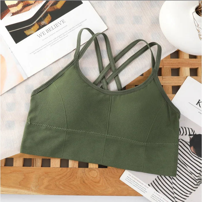 Women’s Cross-Strap Sports Bra – Breathable Yoga Tank Top