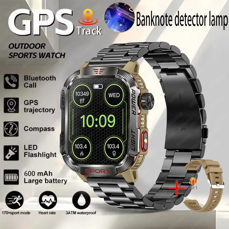 Military Outdoor Smartwatch – Compass & Bluetooth Call