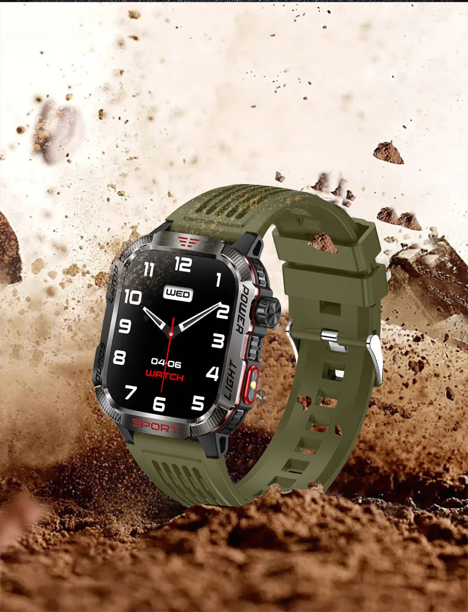 Military Outdoor Smartwatch – Compass & Bluetooth Call