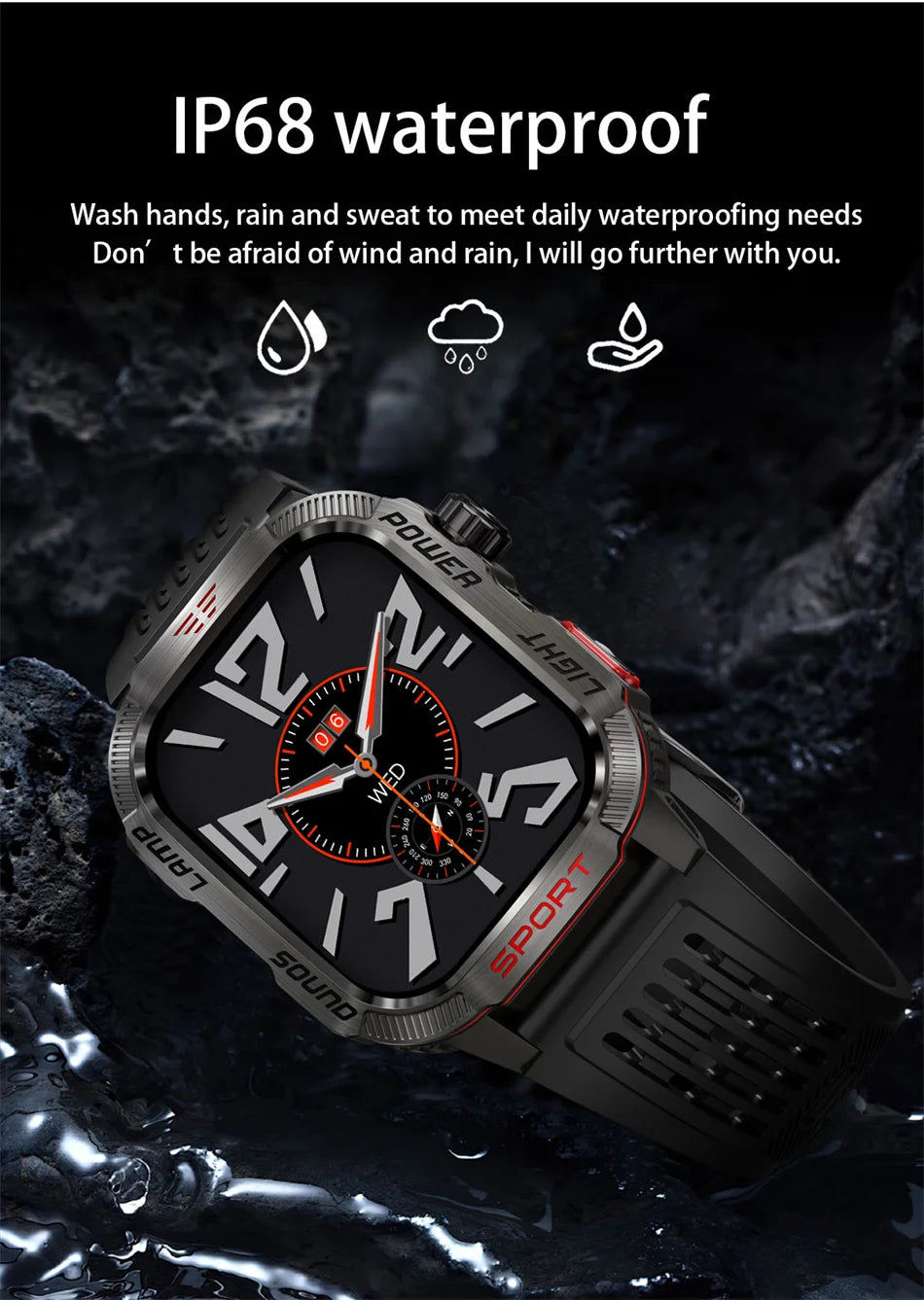 Military Outdoor Smartwatch – Compass & Bluetooth Call