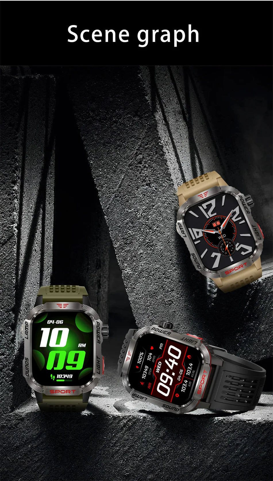 Military Outdoor Smartwatch – Compass & Bluetooth Call