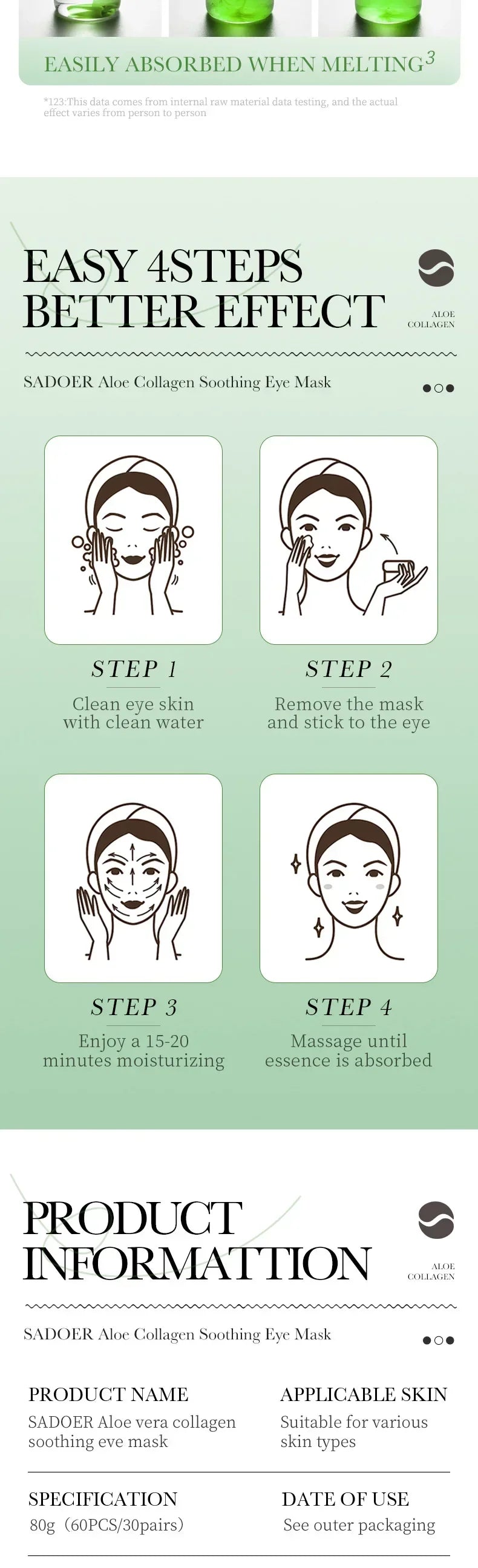 Aloe Vera Collagen Eye Mask – Anti-Dark Circles & Moisturizing
