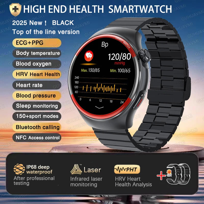 2025 High-End Laser Detection Smartwatch – Men’s Health