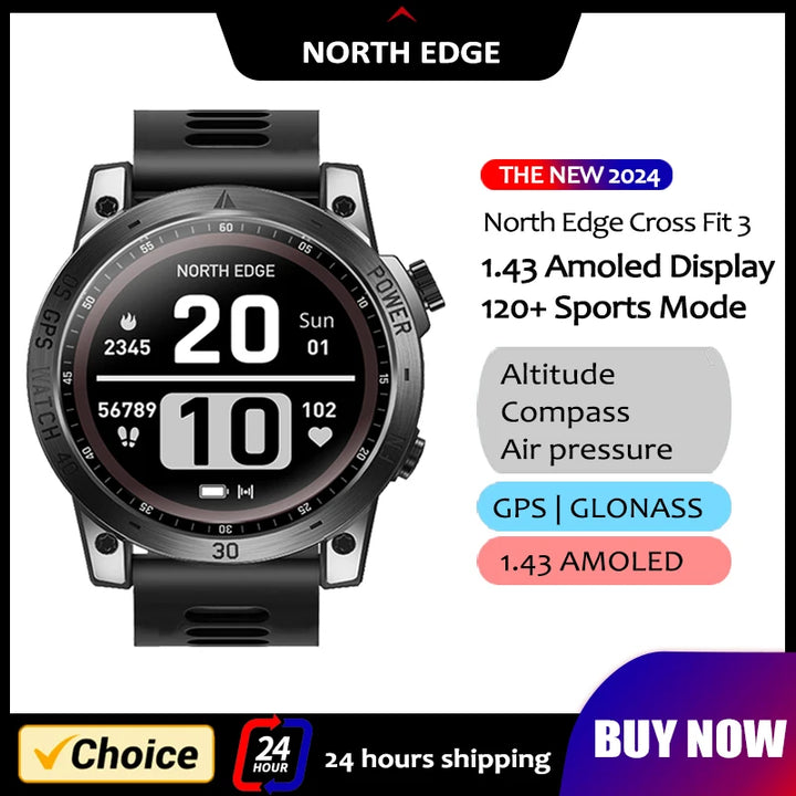 NORTH EDGE 2025 GPS Smartwatch – HD AMOLED Sport