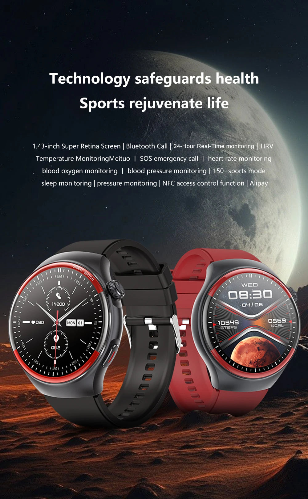 2025 High-End Laser Detection Smartwatch – Men’s Health