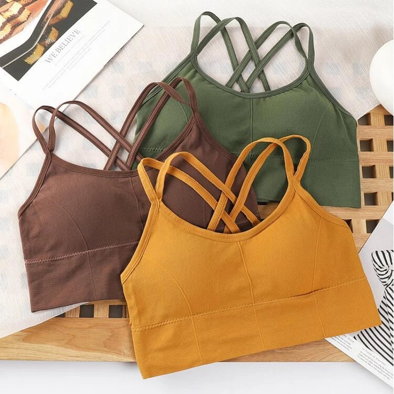 Women’s Cross-Strap Sports Bra – Breathable Yoga Tank Top