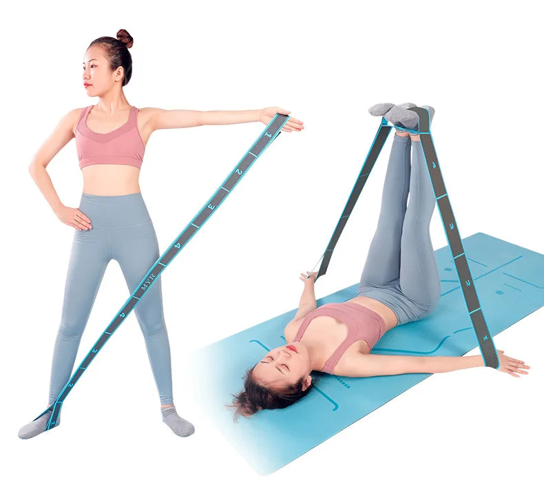 Elastic Yoga Stretching Strap with Loops – Pilates & Dance