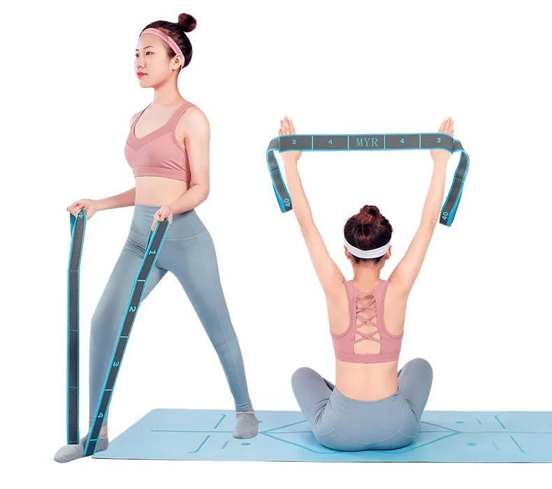 Elastic Yoga Stretching Strap with Loops – Pilates & Dance