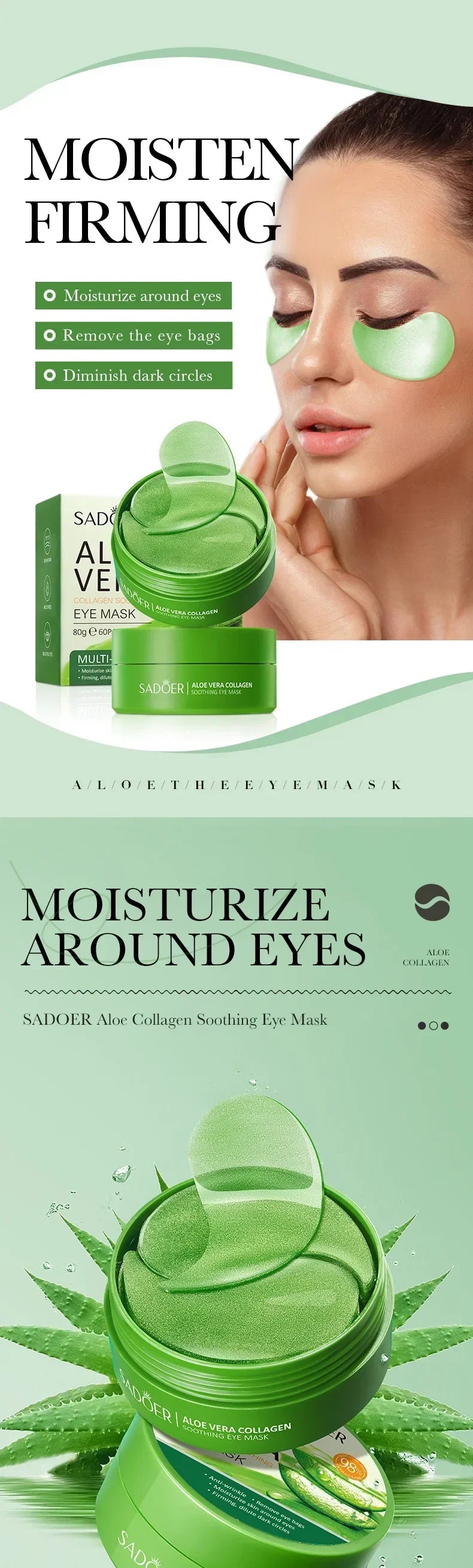 Aloe Vera Collagen Eye Mask – Anti-Dark Circles & Moisturizing