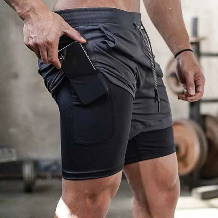 Men’s Camo 2-in-1 Quick-Dry Running Shorts – Gym & Fitness